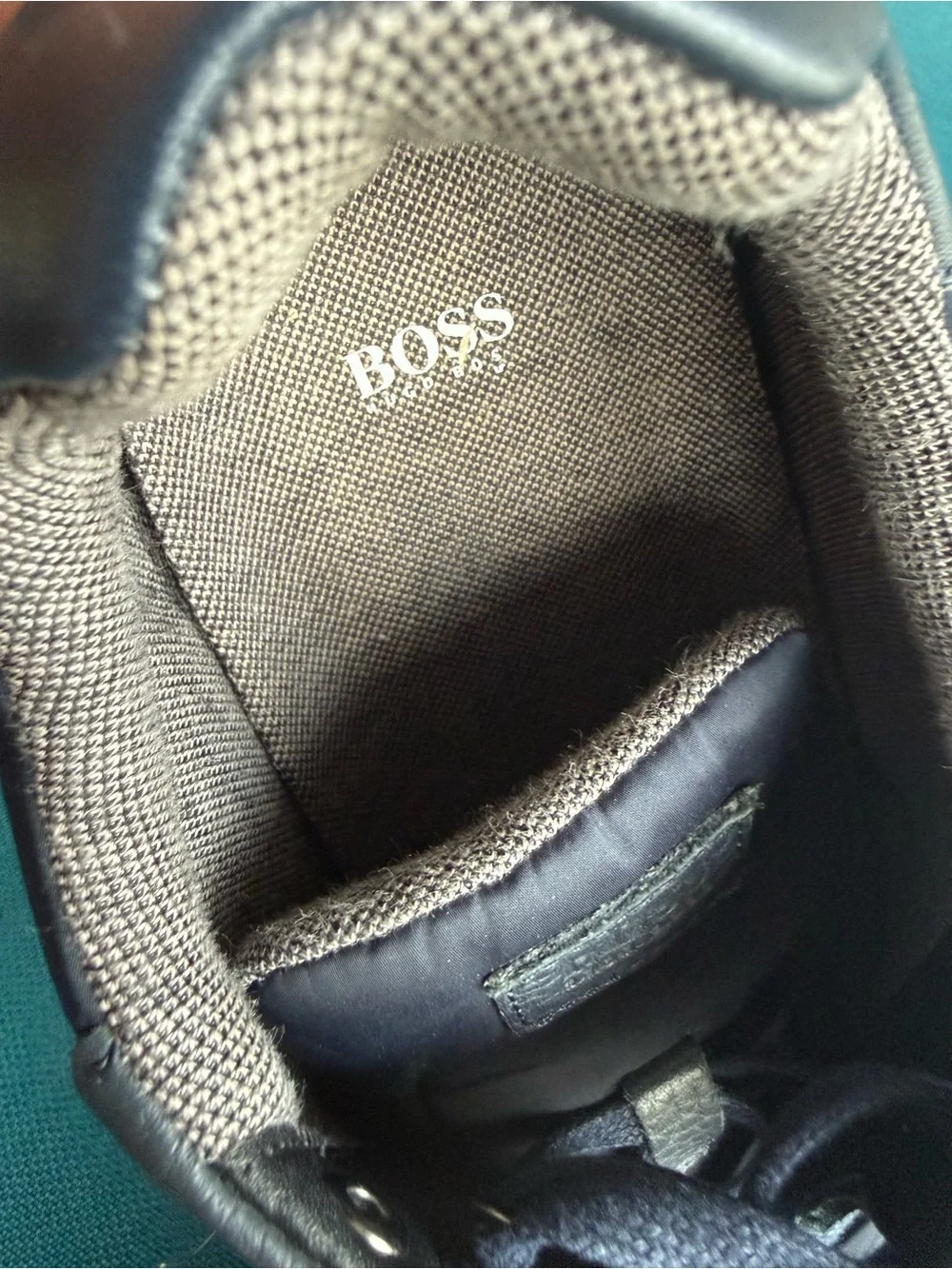 Boss Men's Navy and Gray Low-Top Sneaker with Red Accent